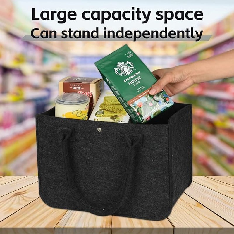 New 2-Pack YueNepenth Black Gray Soft Fabric Reusable 20LShopping Tote Bags