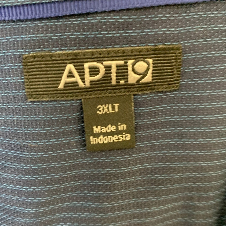 Apt 9 Mens 3XLT 3XL Tall Blue Striped Long Sleeve Button Up Collared Shirt