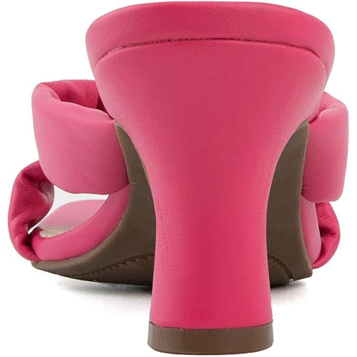 New London Fog Womens Size 7.5 Hot Pink Slide On Open Toe Louelle Dress Sandals