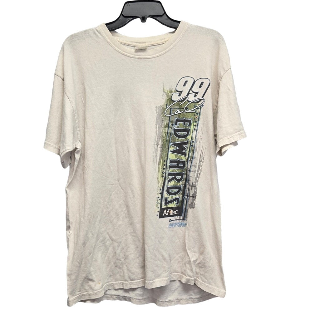 Carl Edwards 99 Aflac Mens Large Heavy Cotton Short Sleeve Crew Neck Tee Shirt