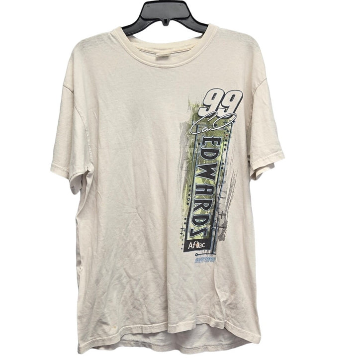 Carl Edwards 99 Aflac Mens Large Heavy Cotton Short Sleeve Crew Neck Tee Shirt