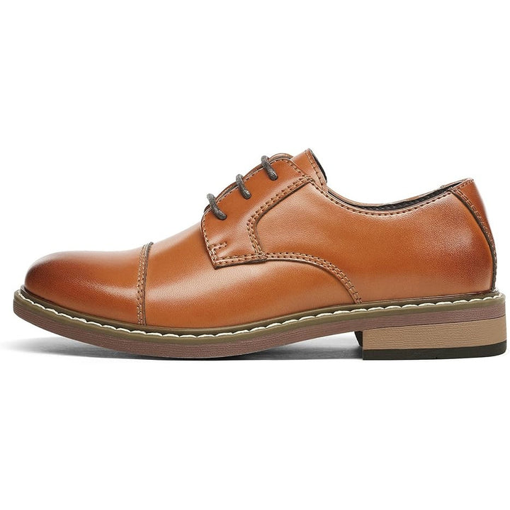 Bruno Marc Big Kid Boys Size 4 Brown Lace Up Faux Leather Oxford Formal Shoes