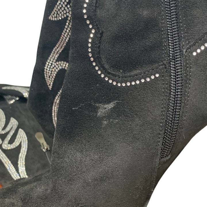 Celbreez Womens Size 7 Black Faux Suede Knee High 4" Heel Western Boots Shoes