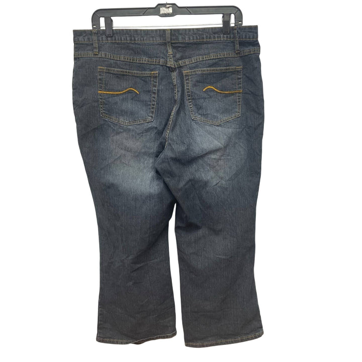 Zana-Di Womens Size 22S Short Ramie Cotton Blend Dark Wash Boot Cut Denim Jeans