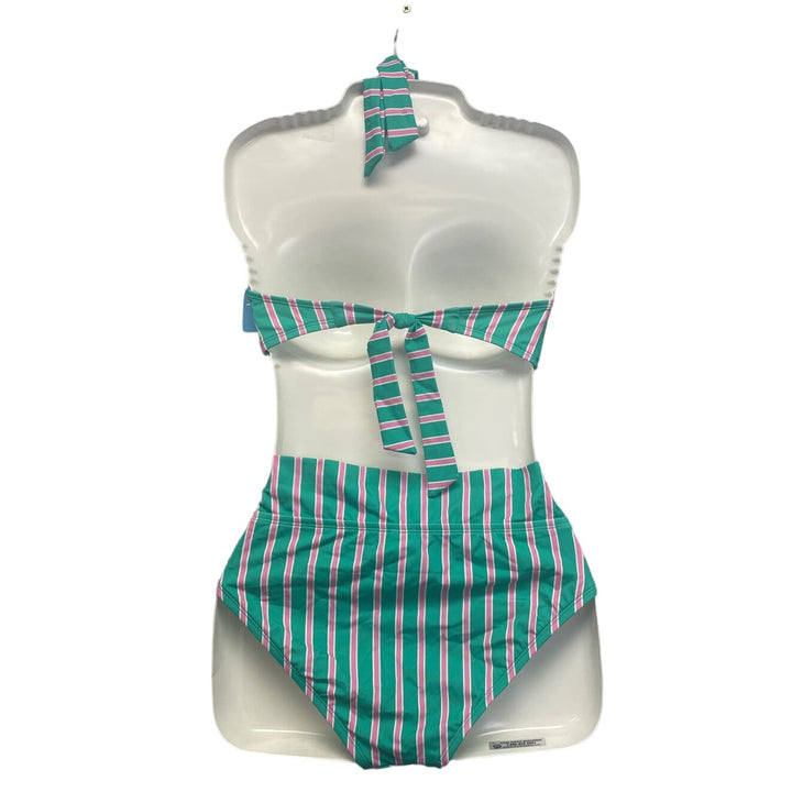 New Draper James Womens Small UPF 50+ Hipster 2-Piece Neck Tie Bikini Swim Suit