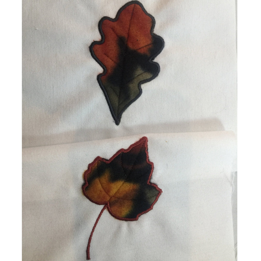 9 Handmade 7" X 7" Fabric Fall Leaf Animal Applique Calico Solid Quilt Squares