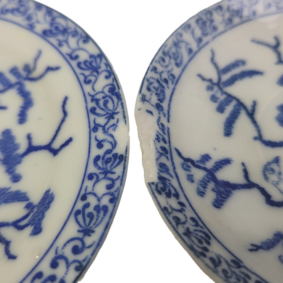 Vintage Mini Ceramic Doll Teapot Teacup Plates Cups Blue Floral Set