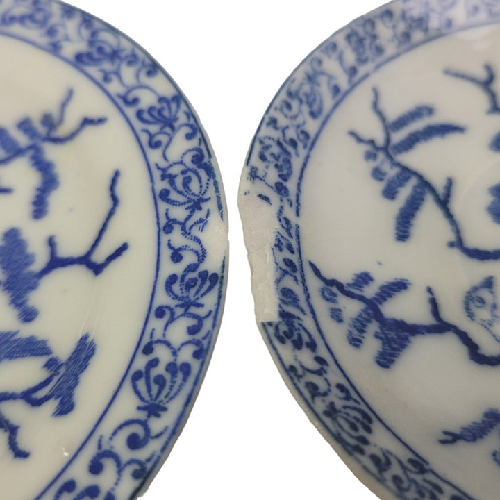 Vintage Mini Ceramic Doll Teapot Teacup Plates Cups Blue Floral Set
