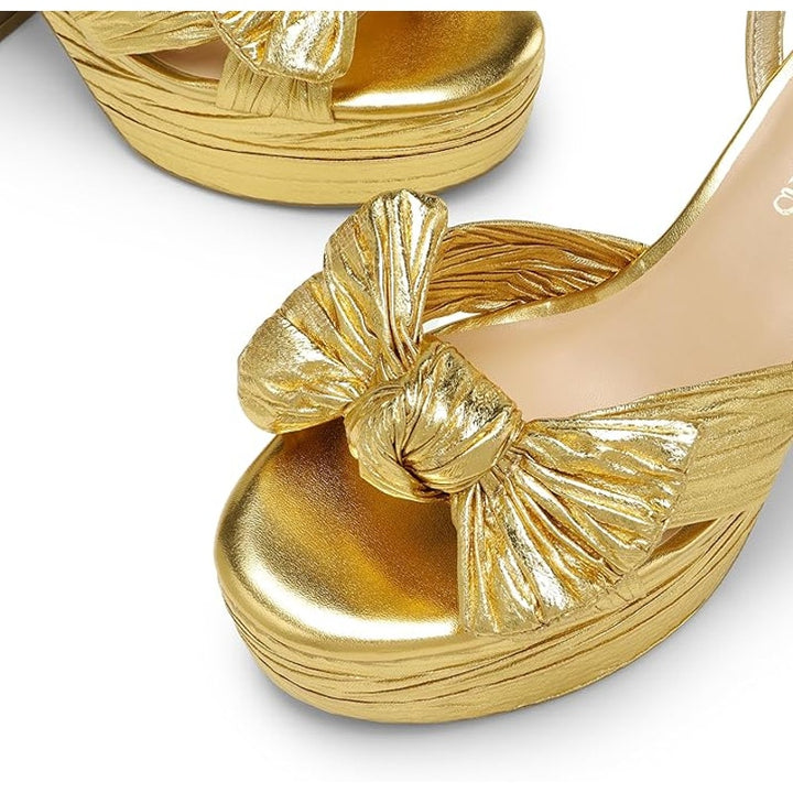 New Dream Pairs Womens 9.5 Gold 4.5" Platform Heel Ankle Strap Open Toe Shoes