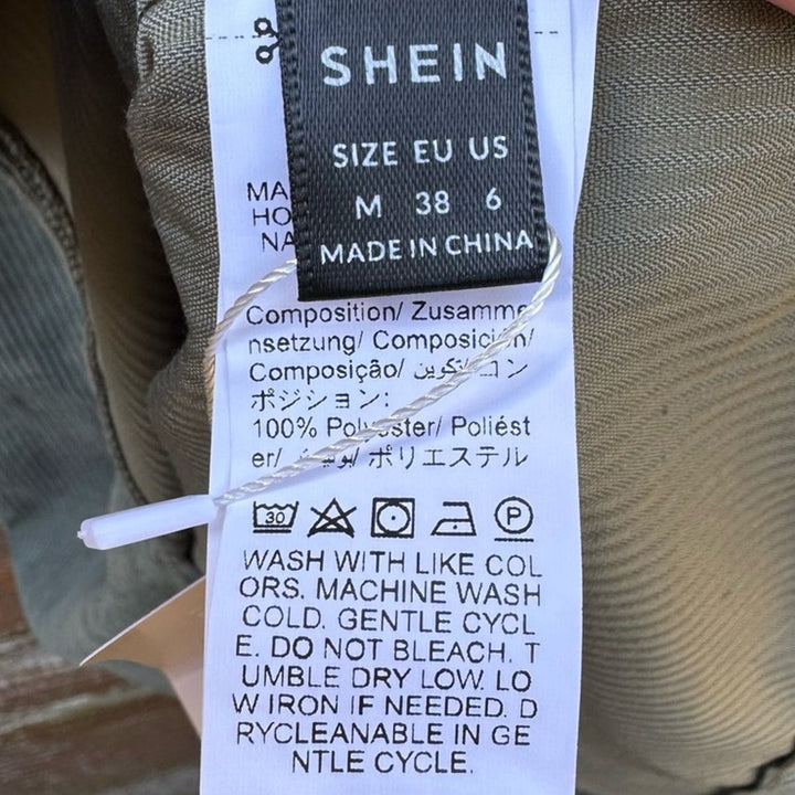 NWT New Shein Womens Medium (6) 100% Polyester Corduroy Side Zip Overall Dress