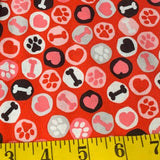 1 YD New Create It 36" X 42" Valentine Puppy Dog Paws Quilting Cotton Fabric