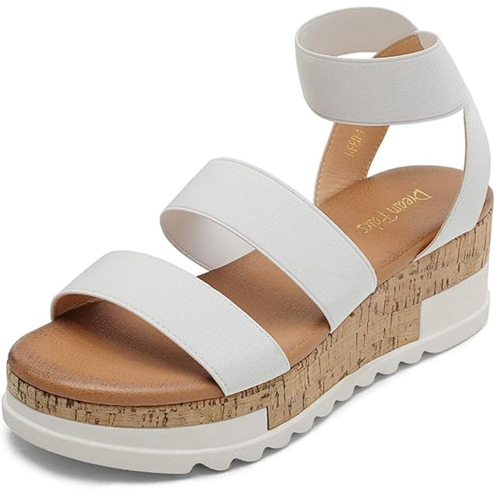 Dream Pairs Womens Size 5 White 2" Platform Sandal Open Toe Ankle Strap Shoes
