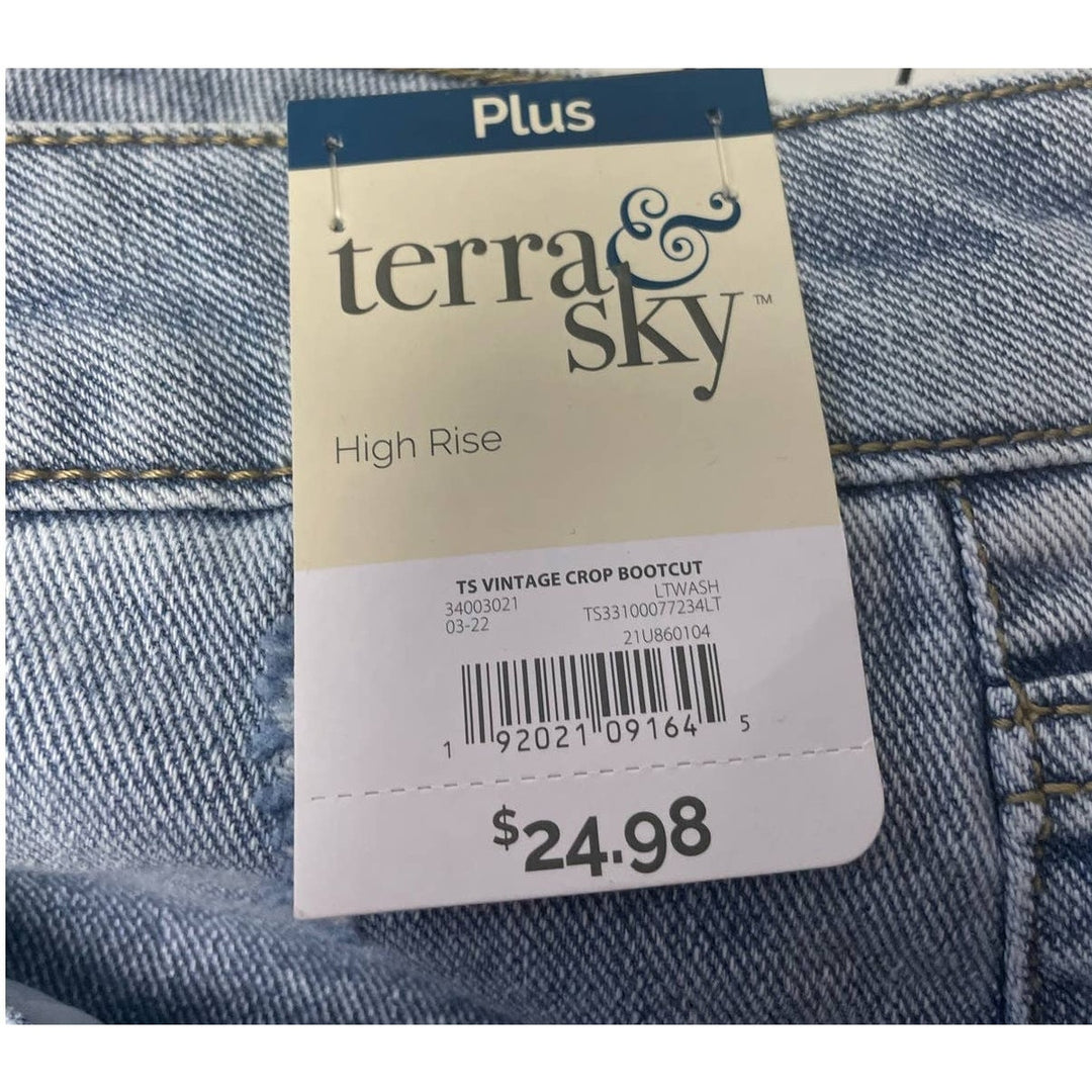 New Terra &amp; Sky Plus Size 20W Stone Washed High Rise Stretch Denim Blue Jeans