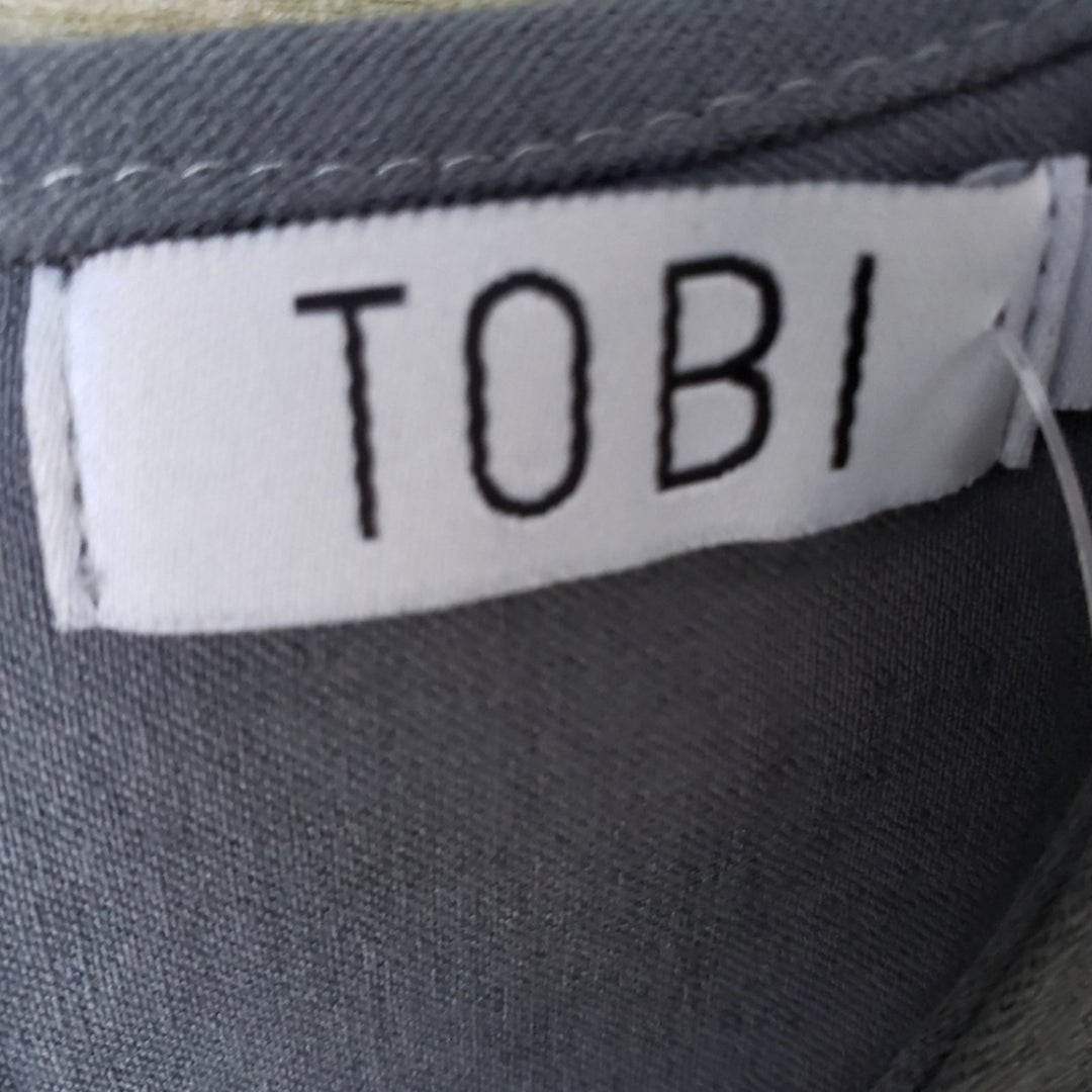 NWT New Tobi Womens Medium Body Con Mesh Panel Rayon Blend Sleeveless Gray Dress
