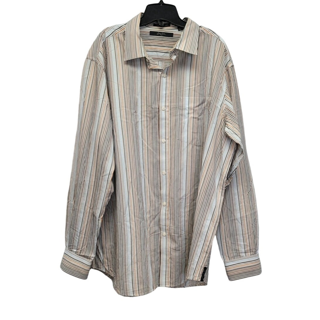 Sean John Mens 2XL Striped Original Fit 100% Cotton Long Sleeve Button Up Shirt