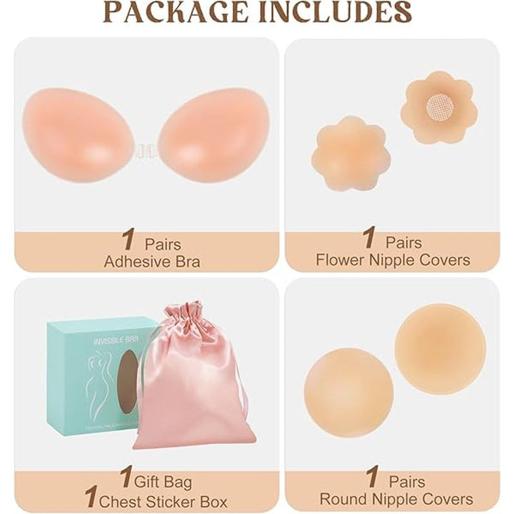 Invisible Bra Womens Size D Reusable Silicone Push Up Invisible Adhesive Bra