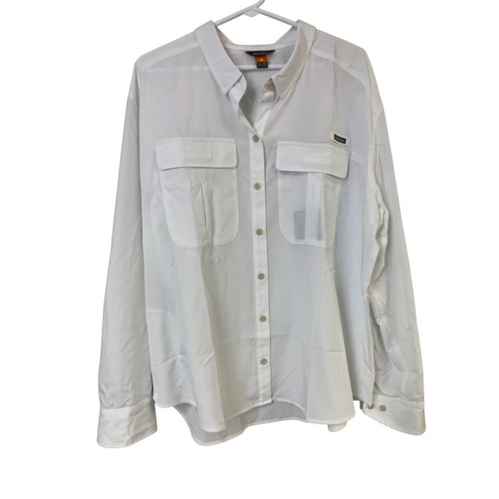 NWT New Eddie Bauer Womens 2XL White Long Sleeve Guide UPF Field Buttoned Shirt