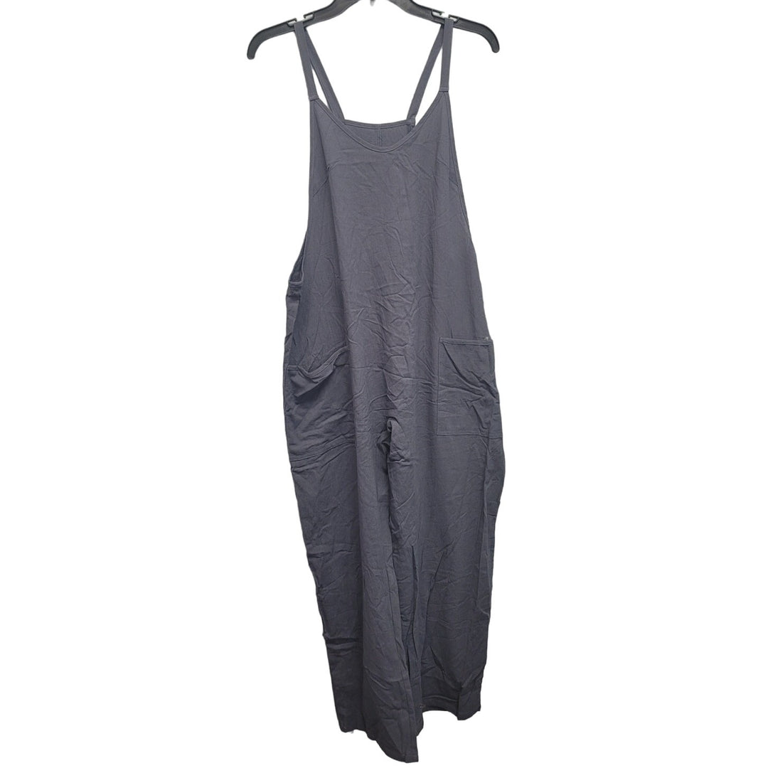 Womens Large Slate Blue Polyester Lightweight Overall Pants w Pockets
