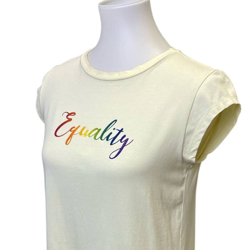 Hand Printed Upcycled Womens Small Equality Rainbow Pride LGBTQ T-Shirt Dress