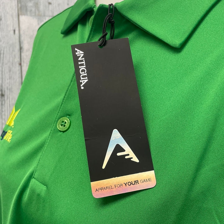 New Antigua Mens Medium Central Bank Young Life Athletic Short Sleeve Polo Shirt