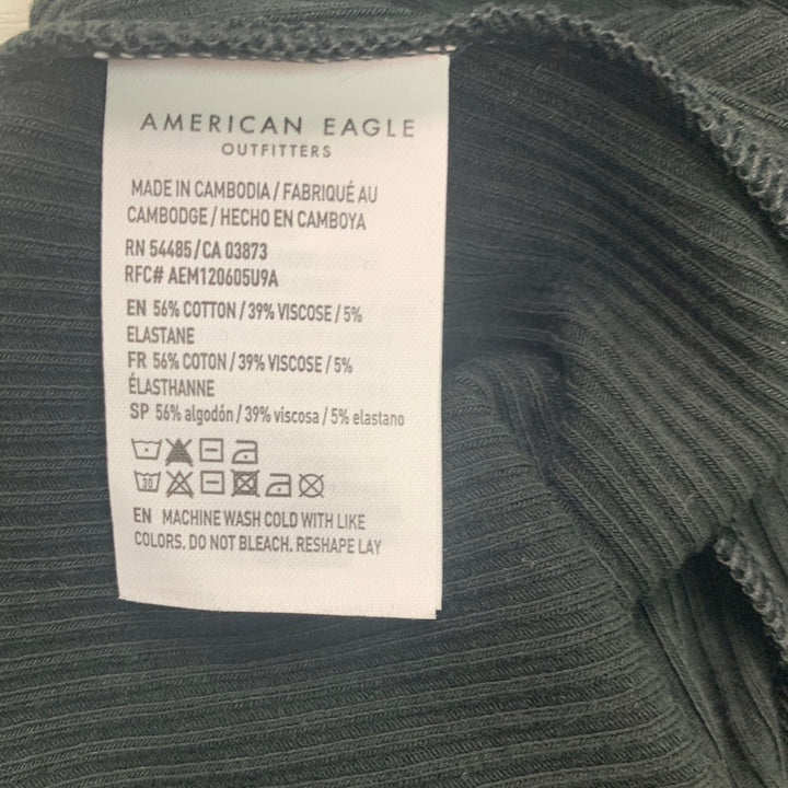 New American Eagle Womens Medium Black Ribbed Halter Snap Closure Bodysuit