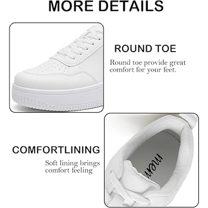 Memon Womens Size 11 White Faux Leather Basic Lace Up Platform Sneaker Shoes