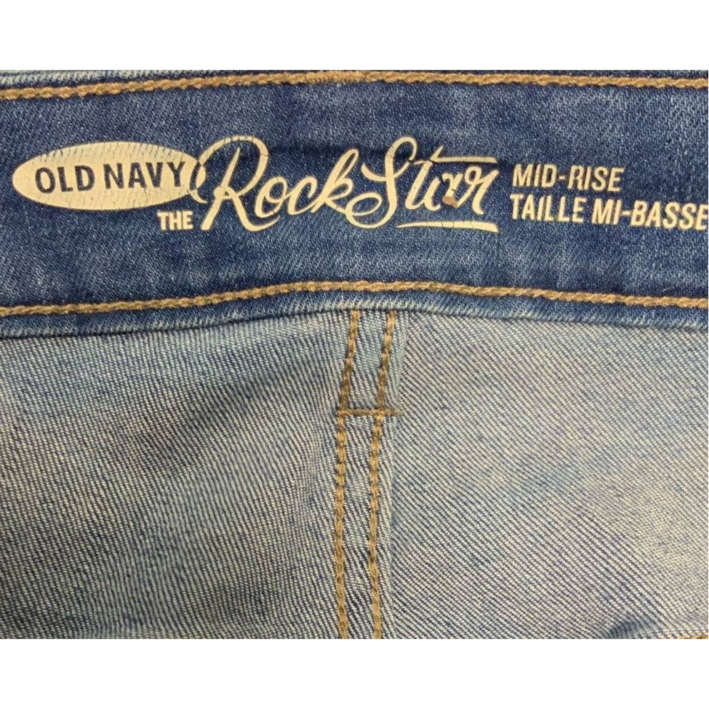 Old Navy Rock Star 18 Regular Mid Rise Distressed Stretch Cotton Denim Jeans