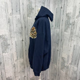 Hand Printed 2XL Upcycled Rustic Woody Pine Cone Long Sleeve Sweatshirt Hoodie