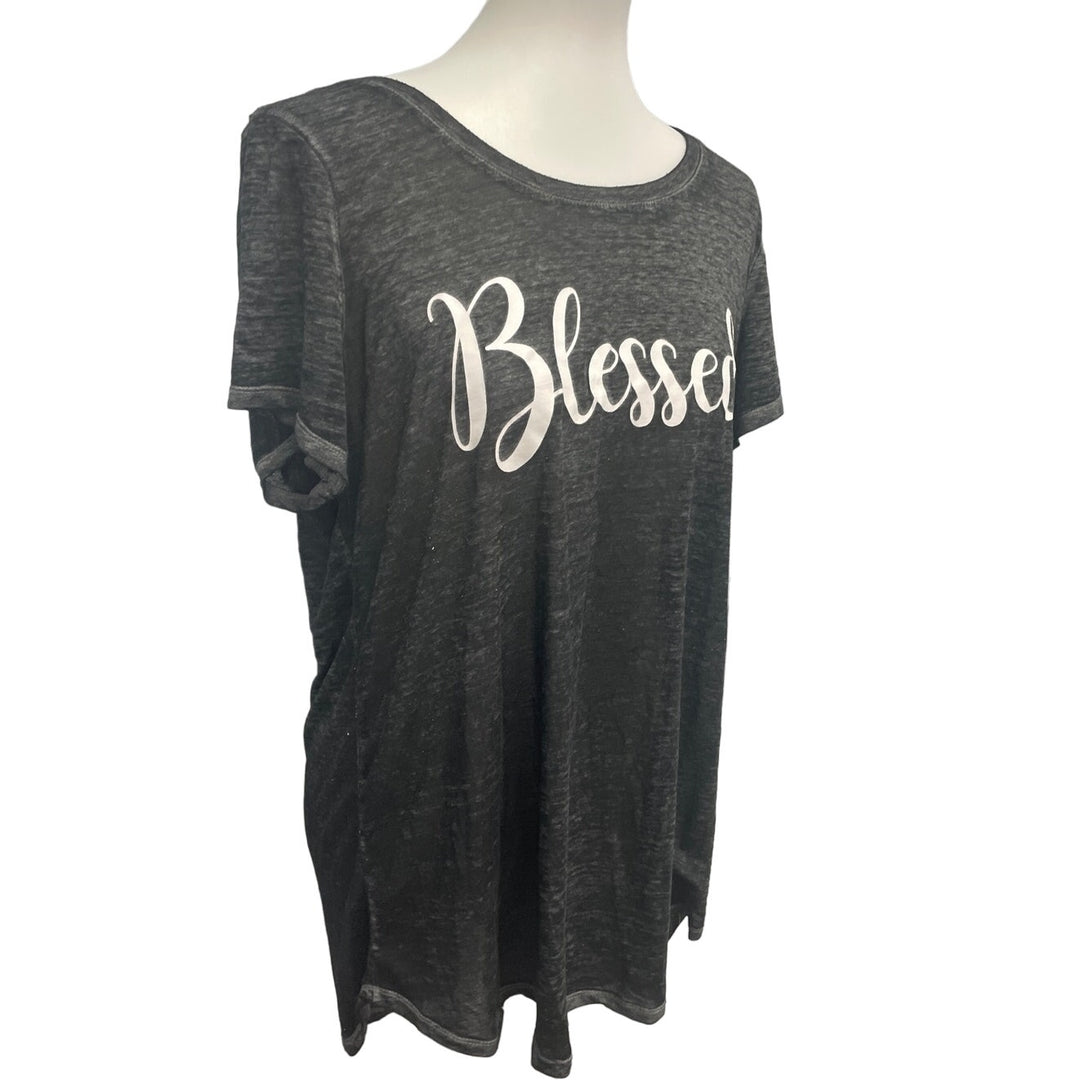 Delusional Womens Plus Size 1X Blessed Short Sleeve PolyCotton Long Tee Shirt