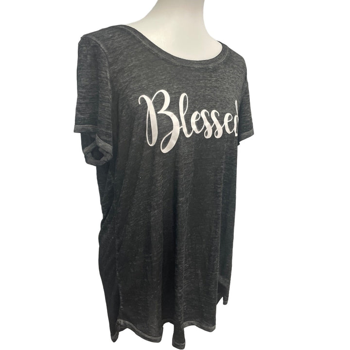 Delusional Womens Plus Size 1X Blessed Short Sleeve PolyCotton Long Tee Shirt