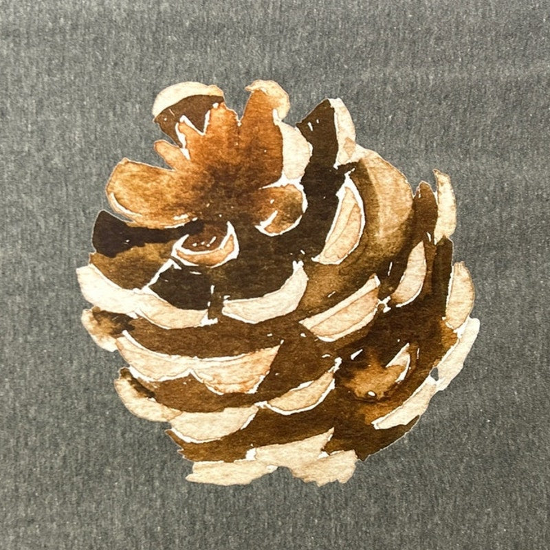 Hand Printed Upcycled Woody Pine Cone PolyCotton King Size Single Pillow Case