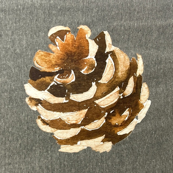 Hand Printed Upcycled Woody Pine Cone PolyCotton King Size Single Pillow Case
