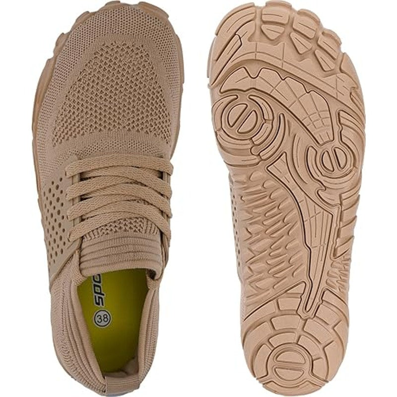 New Joomra Womens Size 11.5 Tan Mesh Lace Up Barefoot Wide Toe Box Sport Shoes