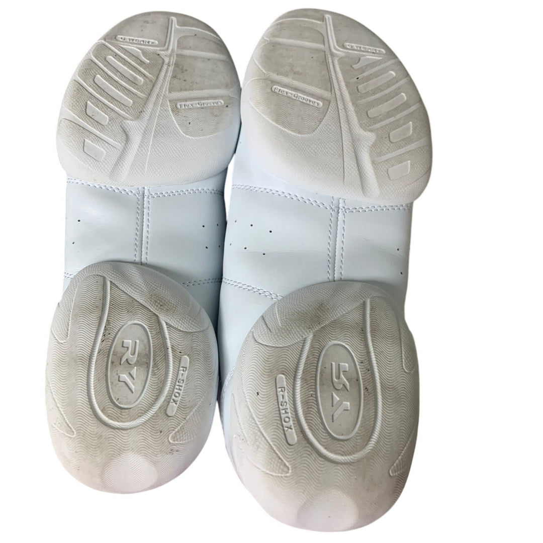 Smapavic Womens Size 9.5 White Faux Leather Lace Up Athletic Cheer Sneaker Shoes