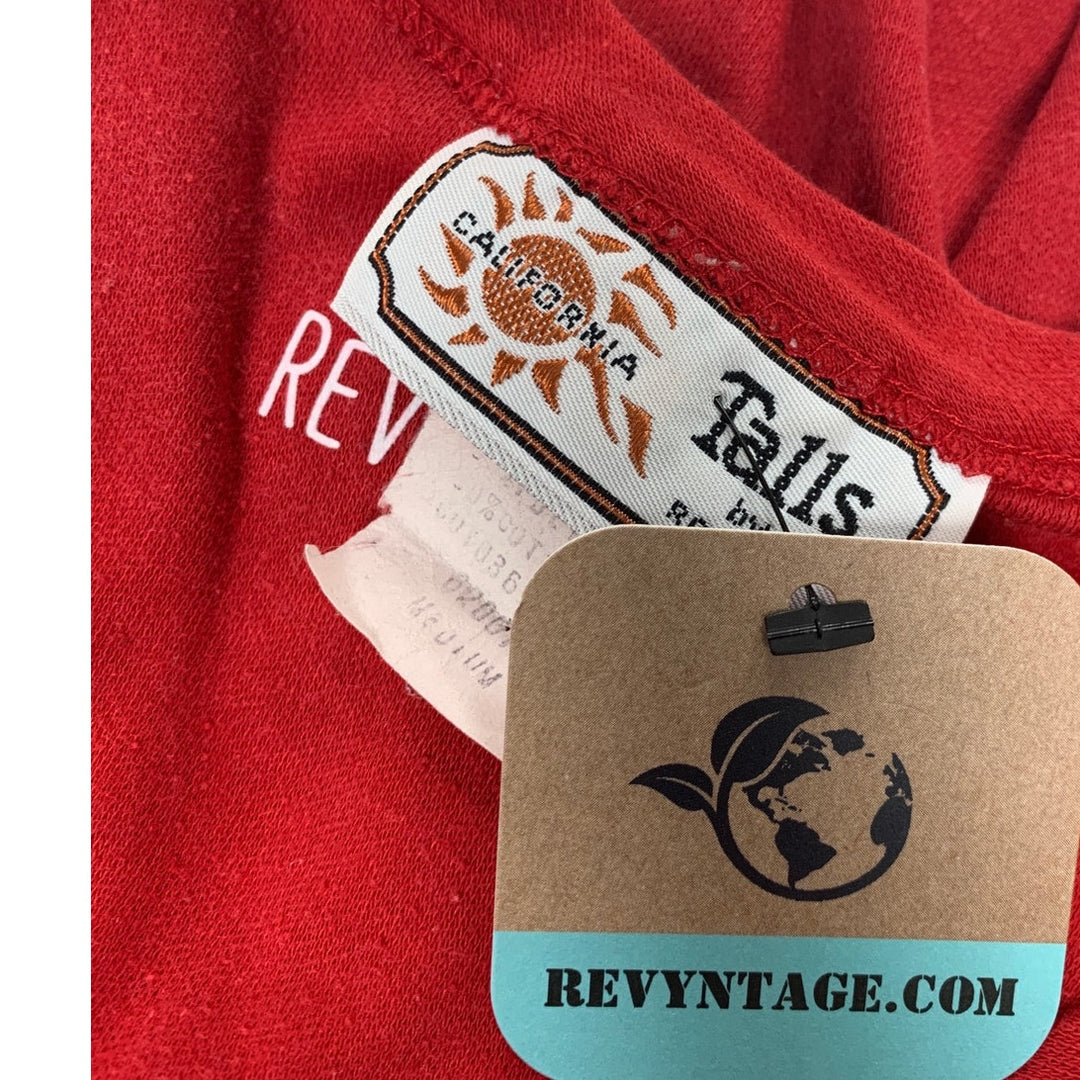 Upcycled Hand Printed Womens Medium Red Selectively Social Cotton Tank Top Tee