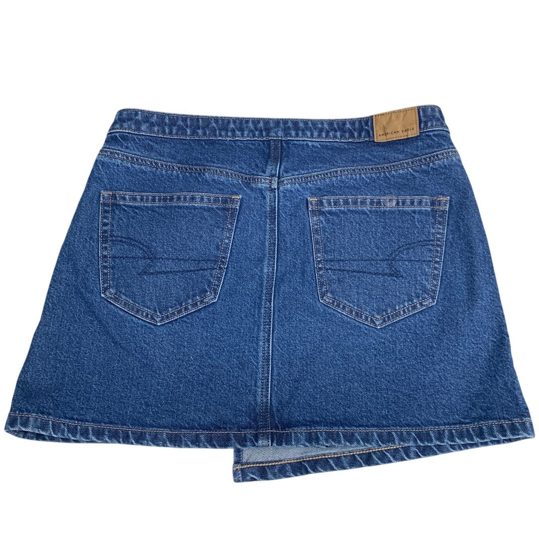 New American Eagle Womens Size 8 Asymmetrical Stretch Denim Blue Jean Skirt