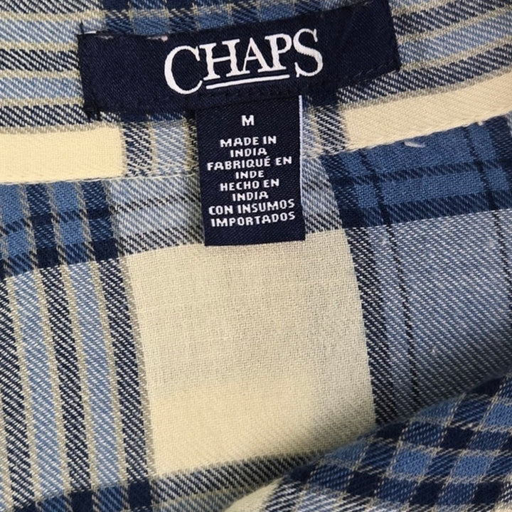 Chaps Mens Medium Cotton Long Sleeve Plaid Pearl Snap Up Shirt w Front Pocket