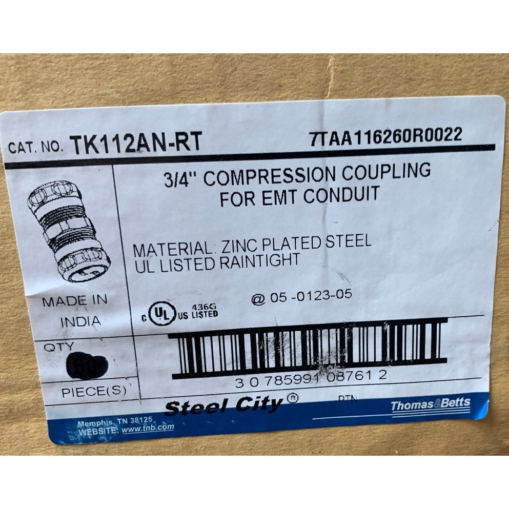 5 New Open Box Thomas &amp; Betts 3/4" EMT Compression Couplings Rain Tight