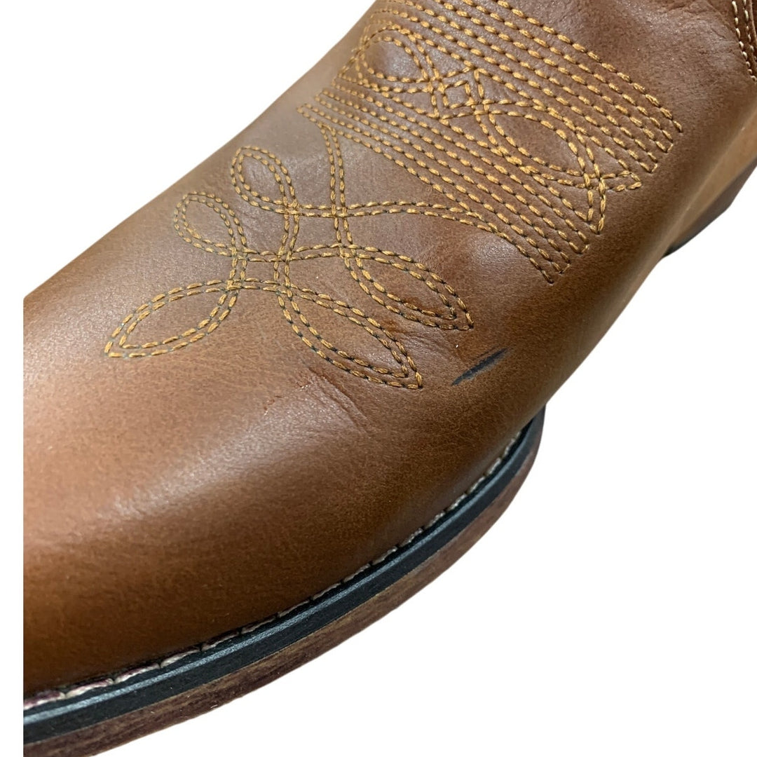 IUV Womens Size 9.5 Brown Faux Leather 1.5" Block Heel Embroidered Cowboy Boots