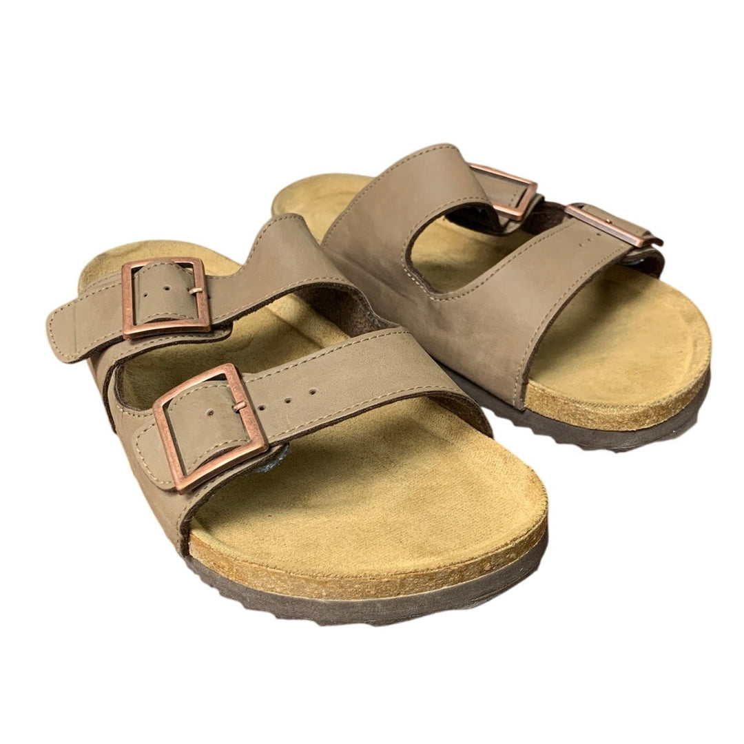 Dream Pairs Womens 8.5 Brown Faux Leather Cork Slide On Open Toe Sandal Shoes