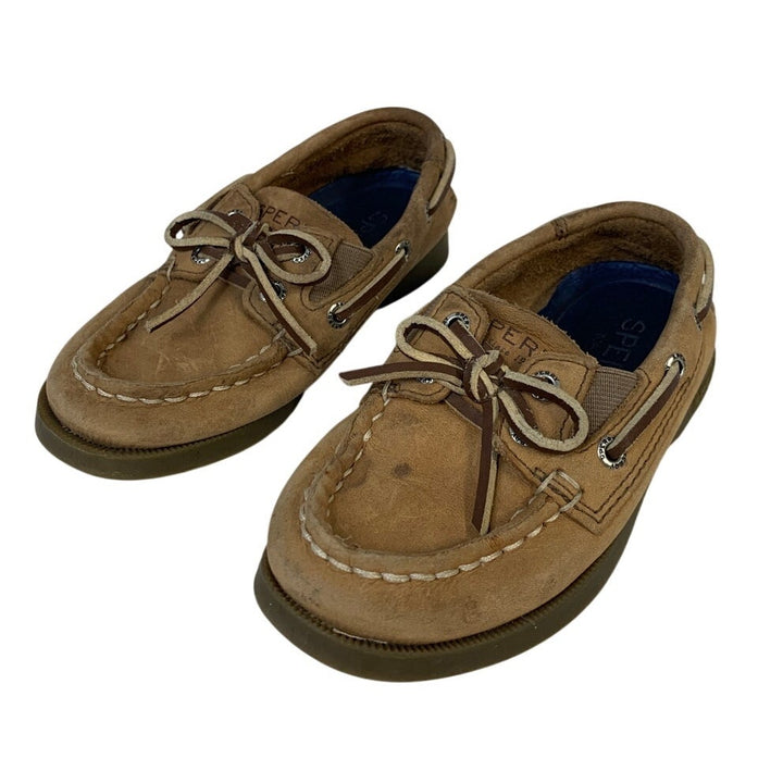 Sperry Topsider Toddler Boys Size 8 Tan Leather Slide On Boat Comfort Shoes