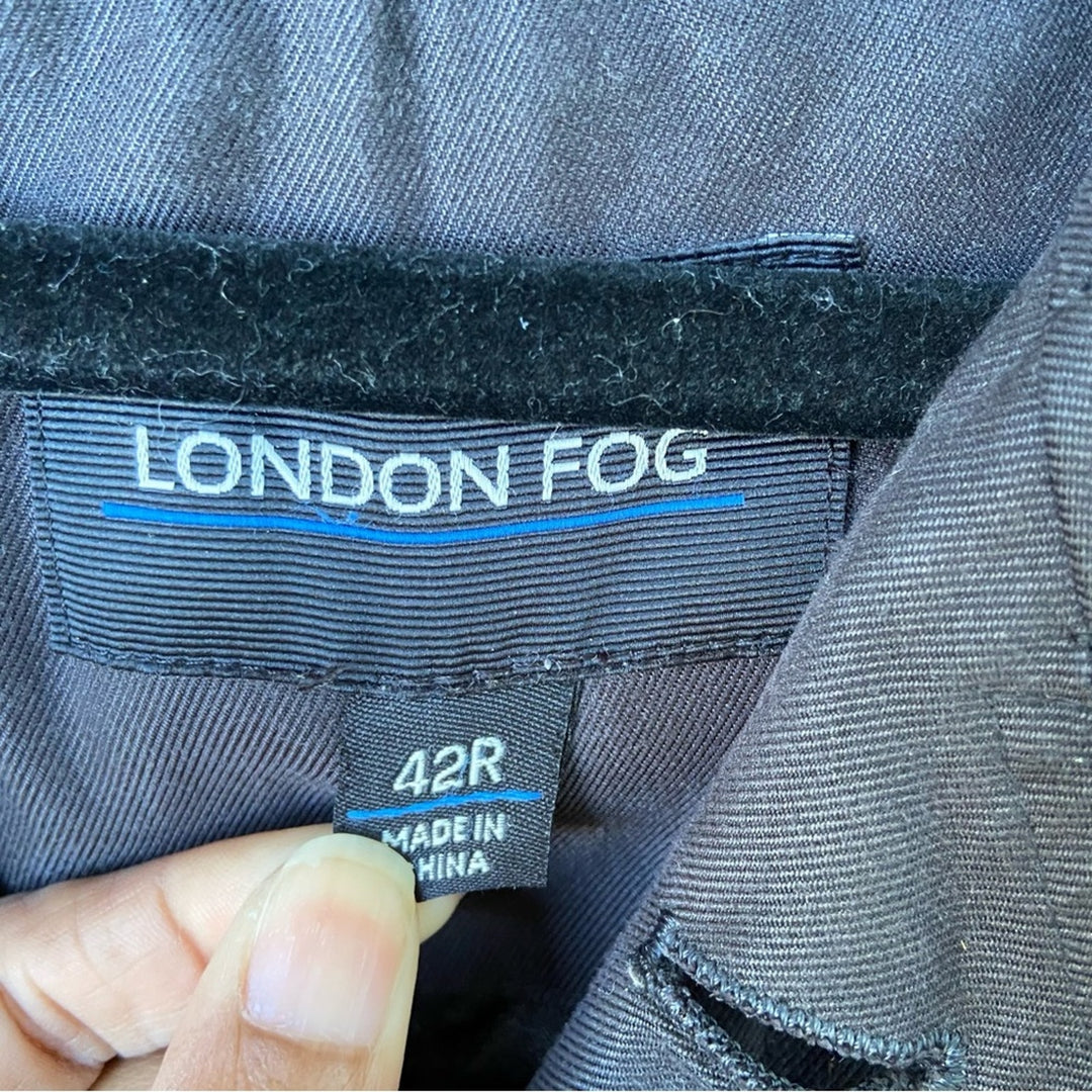 London Fog Mens 42R Regular Black Long Button Up Zip Out LIner Winter Coat