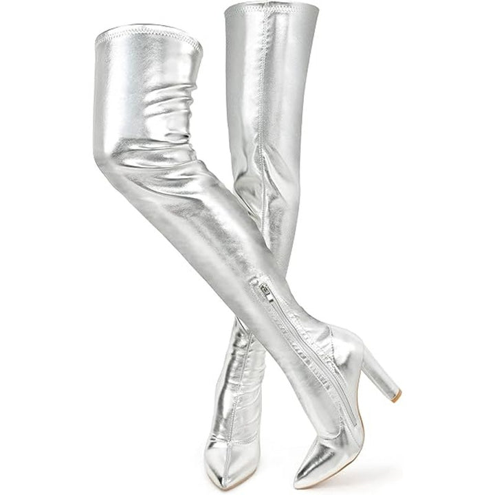 Wsheliu Womens Size 11 Silver Thigh High 4&