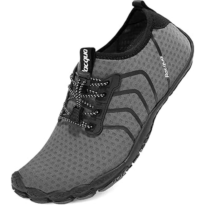 Racqua Mens Size 12 Gray Elastic Lace Cord Non Slip Reinforced Heel Water Shoes