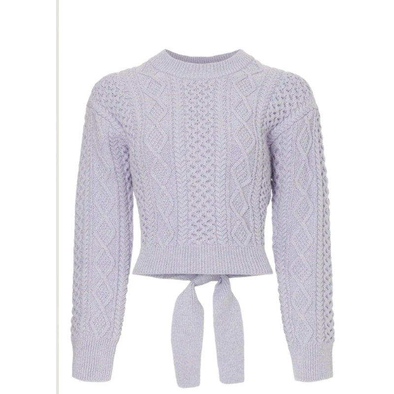 Rails Womens XL Amy Tie Back Long Sleeve Crew Neck Cropped Cable Knit Sweater
