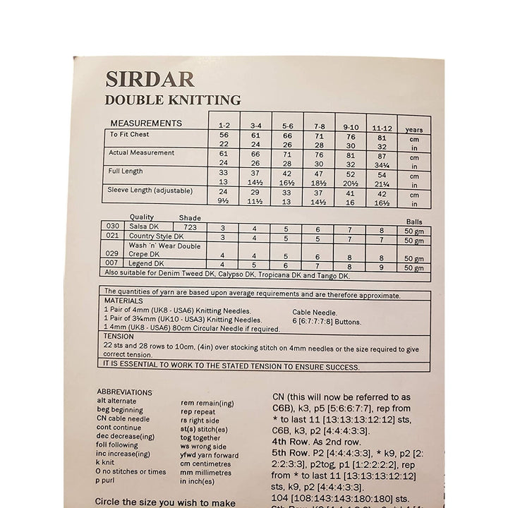 New Sirdar 4275 Salsa Double Knitting Child Jacket Cardigan Sweater Pattern