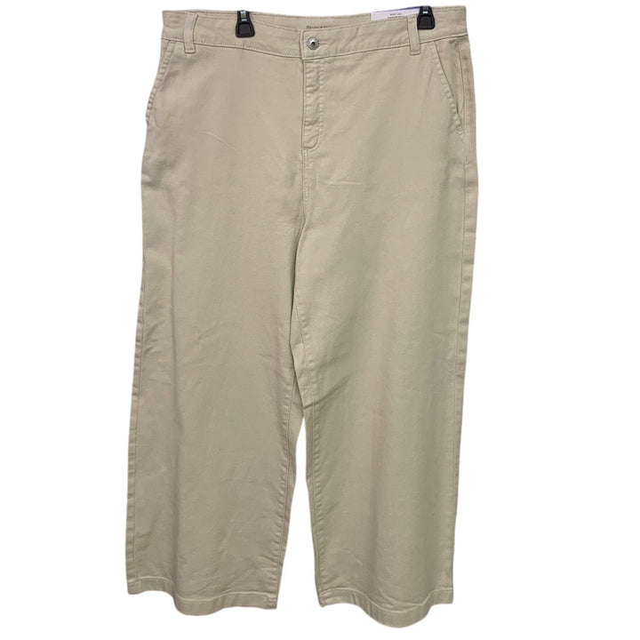 NWT New Style &amp; Co Womens Size 18 Wide Leg Khaki Denim Cotton Tan Jeans