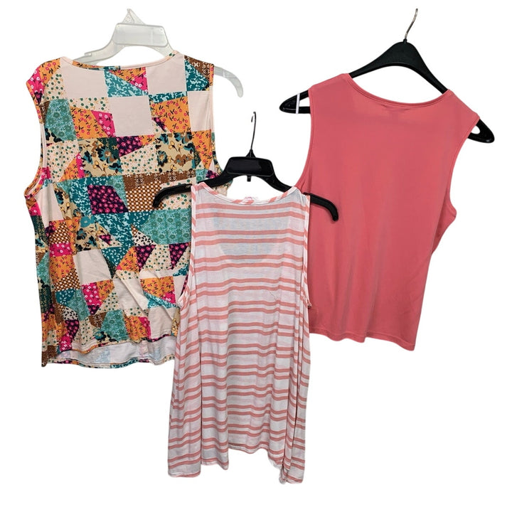 Lot of 3 Casual Corner Bloom Chic Womens Large Sleeveless Floral Tank Tops