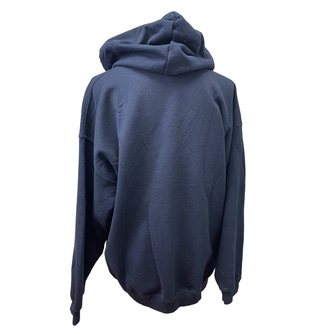 Hand Printed Upcycled Navy XL Red Poppy Flower Full Zip Hoodie Sweatshirt Jacket