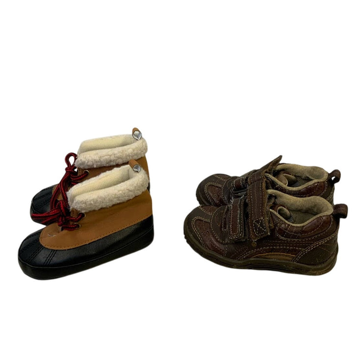 Two Pairs 6  9-12 mos Carters Stride Rite Brown Boys Toddler Boots Casual Shoes